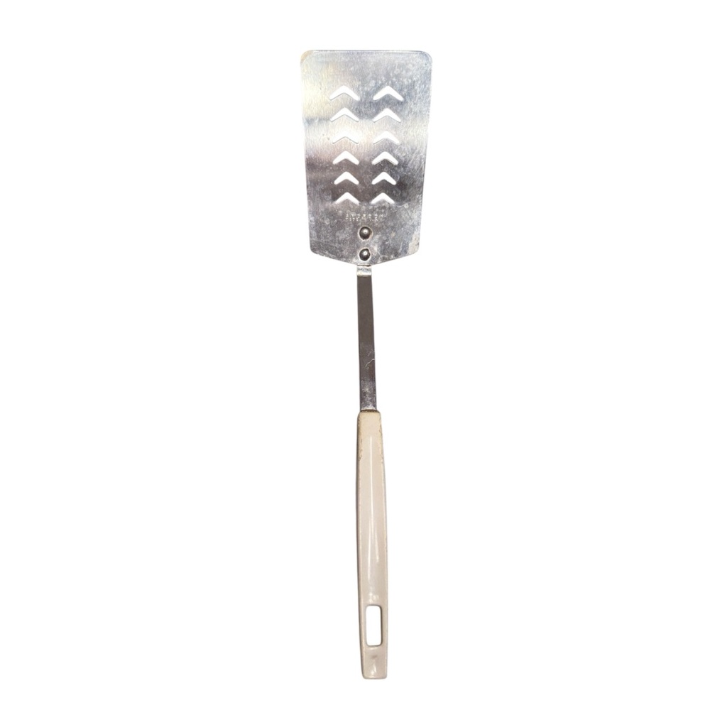 Vintage Androck Slotted Flipper Stainless Steel Plastic Handle Spatula